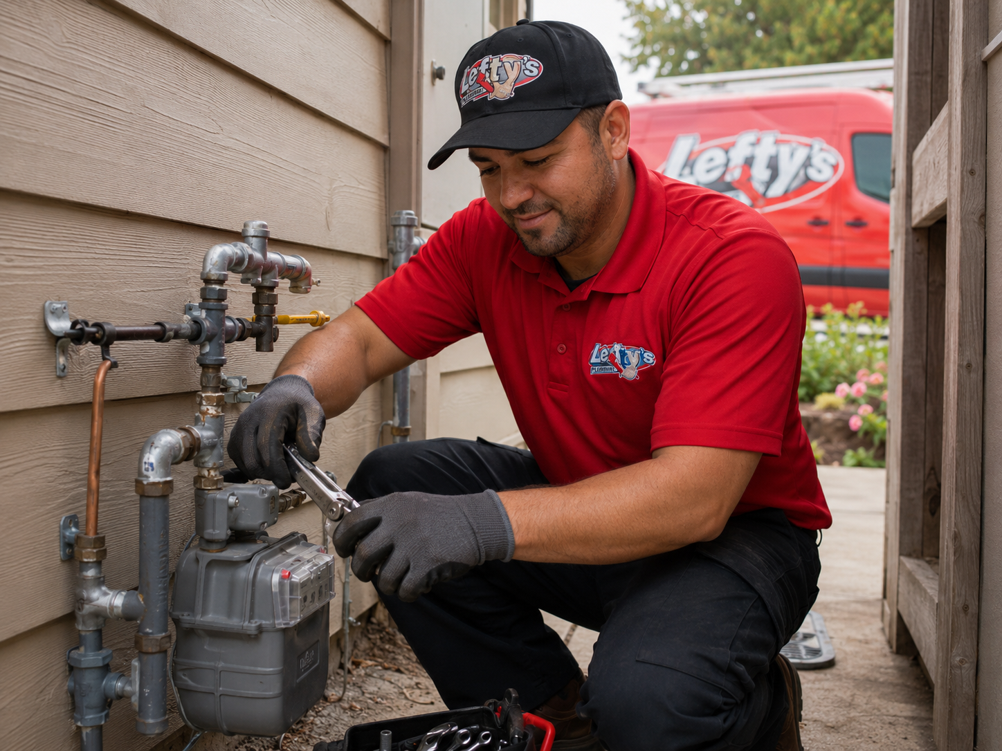 Rafael working on a residential gas line